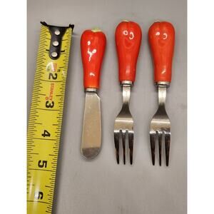 3 piece CHEESE/BUTTER/DIP SPREADER KNIVES W/ Matching Hors D'oeuvre Forks Japan